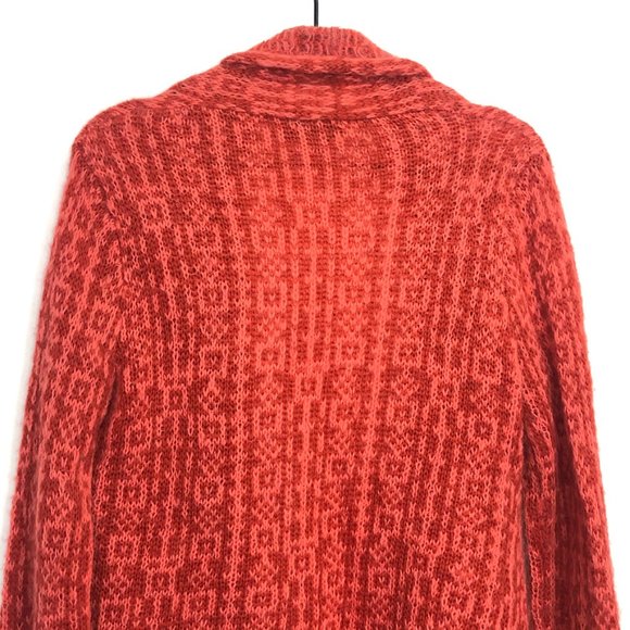 Wooden Ships Open Front Cardigan Sweater, Red, Wool Mohair Blend, Women's S/M - Picture 5 of 10